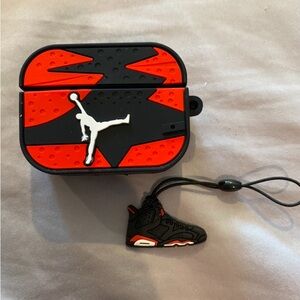 Black and Red AirPods Case with Shoe Charm